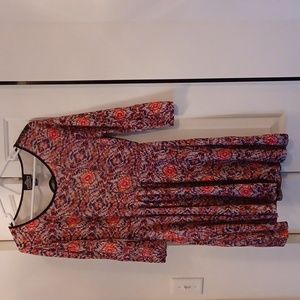 VGUC Open Back Geometric Print 3/4 Sleeve Mini